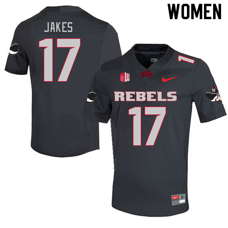 Women #17 Jordan Jakes UNLV Rebels 2023 College Football Jerseys Stitched-Charcoal - Click Image to Close